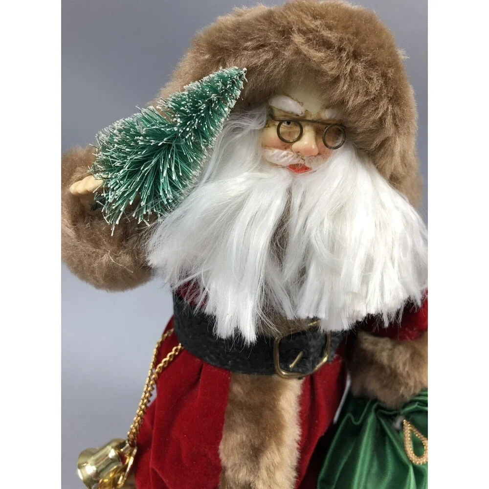 Santa Claus Figure Christmas Tree Topper Bottle Brush 8” Holiday Decor Gift